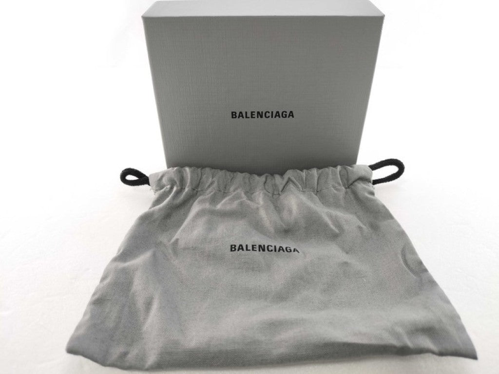 BALENCIAGA バレンシアガ 二つ折り財布 モナコ 765459 ブラック系 レザー ユニセックス BBロゴ シルバー金具 美品