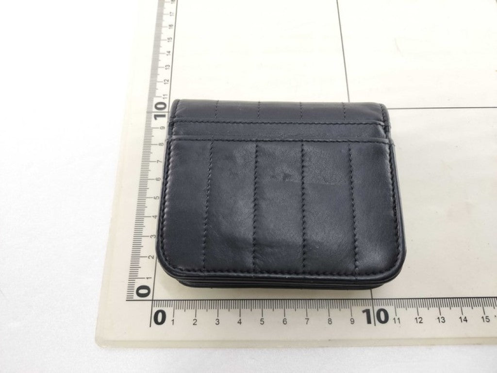 BALENCIAGA バレンシアガ 二つ折り財布 モナコ 765459 ブラック系 レザー ユニセックス BBロゴ シルバー金具 美品