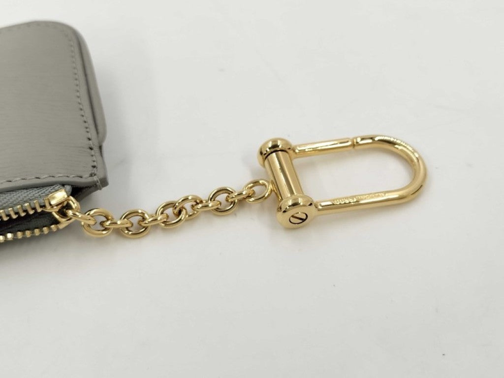 GUCCI グッチ コインケース スクリプト 790102 グレー系 レザー ユニセックス ロゴ ゴールド金具 美品