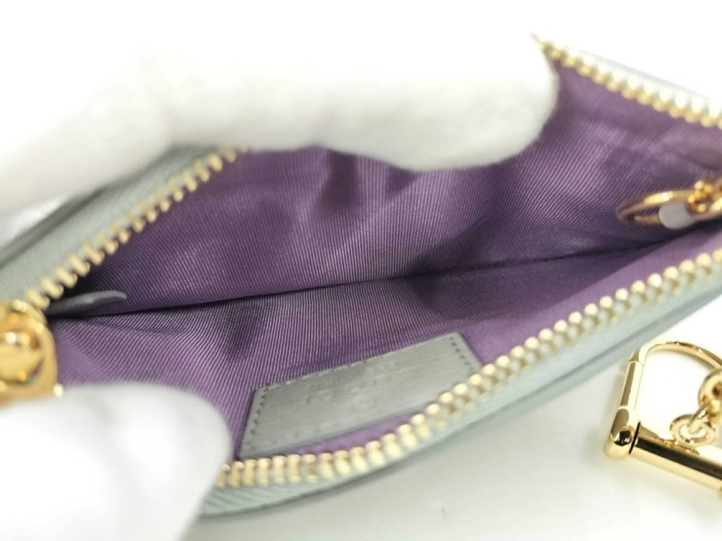 GUCCI グッチ コインケース スクリプト 790102 グレー系 レザー ユニセックス ロゴ ゴールド金具 美品