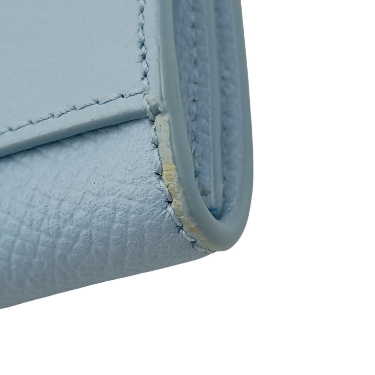 Salvatore Ferragamo フェラガモ 名刺入れ ガンチーニ カードケース IY-220371 ライトブルー系 レザー レディース ゴールド金具 新品未使用展示品