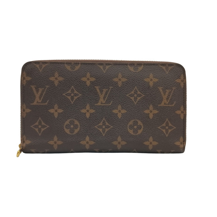 LOUIS VUITTON 長財布 ジッピーオーガナイザー M62581 ブラウン系 モノグラム ユニセックス ラウンドファスナー トラベルケース ゴールド金具 美品