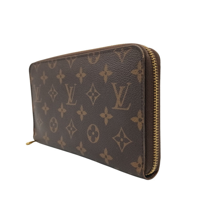 LOUIS VUITTON 長財布 ジッピーオーガナイザー M62581 ブラウン系 モノグラム ユニセックス ラウンドファスナー トラベルケース ゴールド金具 美品