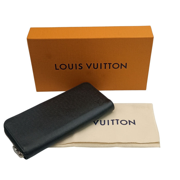 LOUIS VUITTON 長財布 ジッピー ウォレット ホリゾンタル M31071 ノワール（ブラック）系 タイガ メンズ ラウンドファスナー シルバー金具 美品