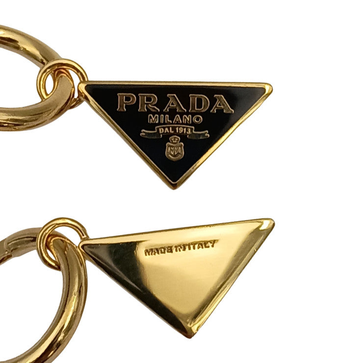 PRADA ピアス トライアングルロゴ ゴールド ブラック系 メタル レディース