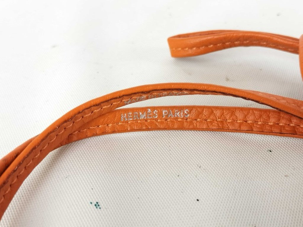 HERMES エルメス ネックレス シフレホイッスル シルバー オレンジ系 メタル レザー ユニセックス