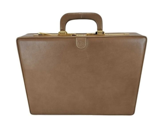 LOEWE ロエベ アタッシュケース ブラウン系 レザー メンズ ハンドバッグ ビジネスバッグ ゴールド金具 美品