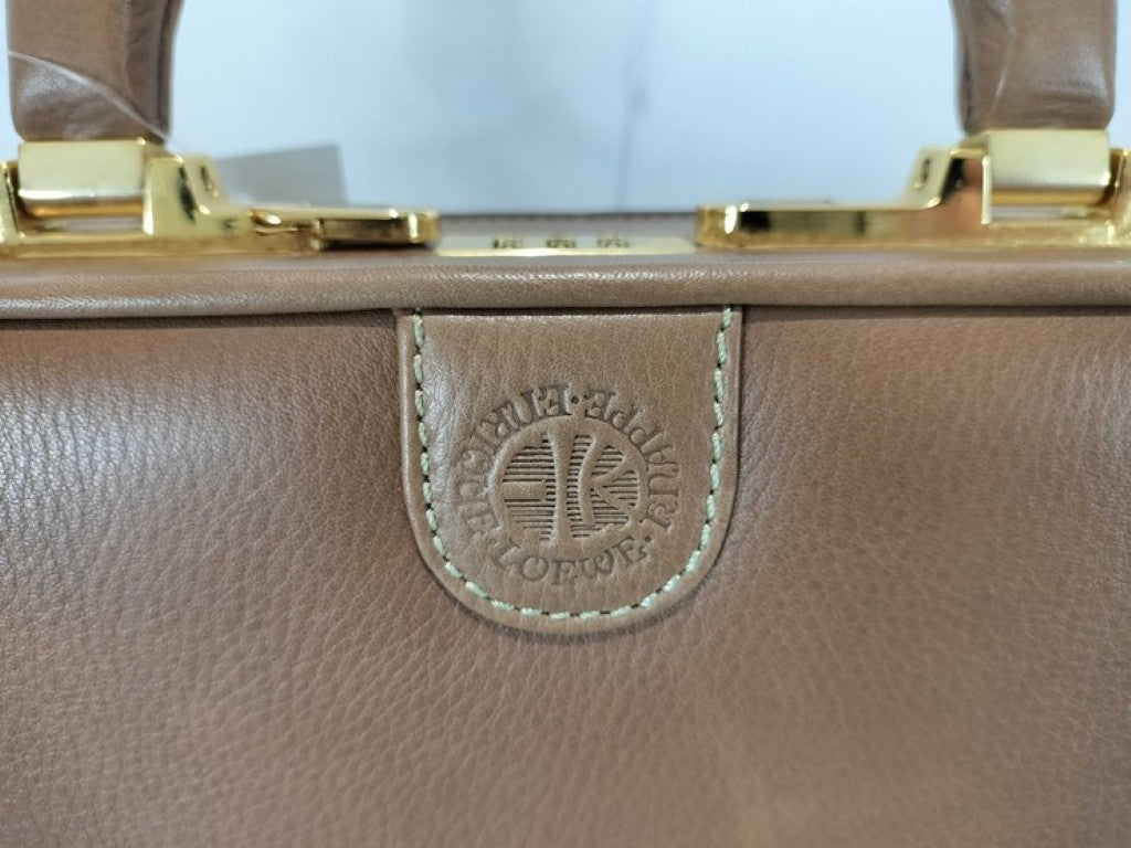 LOEWE ロエベ アタッシュケース ブラウン系 レザー メンズ ハンドバッグ ビジネスバッグ ゴールド金具 美品