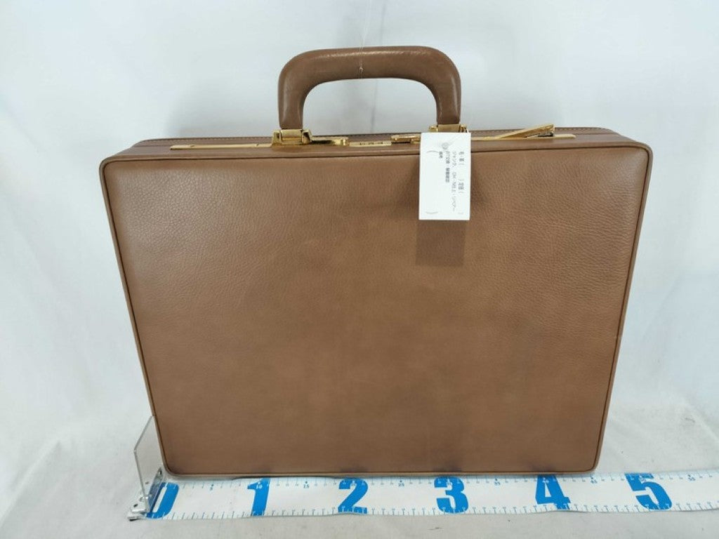 LOEWE ロエベ アタッシュケース ブラウン系 レザー メンズ ハンドバッグ ビジネスバッグ ゴールド金具 美品