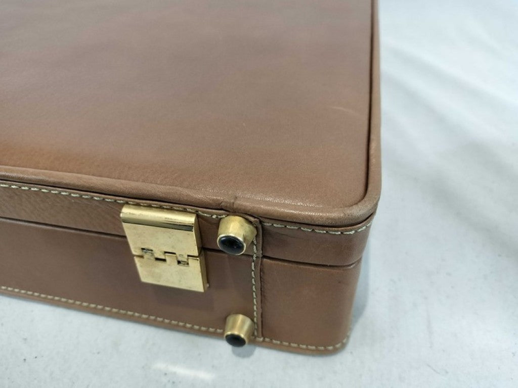LOEWE ロエベ アタッシュケース ブラウン系 レザー メンズ ハンドバッグ ビジネスバッグ ゴールド金具 美品