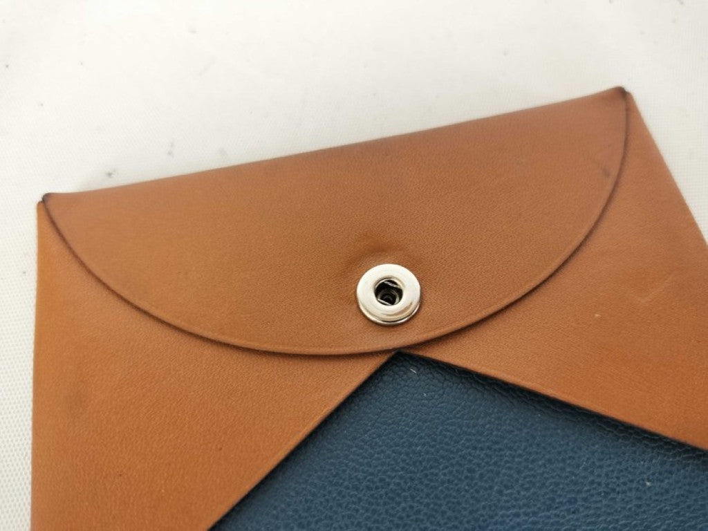 HERMES エルメス カードケース カルヴィ ヴェルソ ブラウン系 ネイビー系 レザー ユニセックス 名刺入れ バイカラー