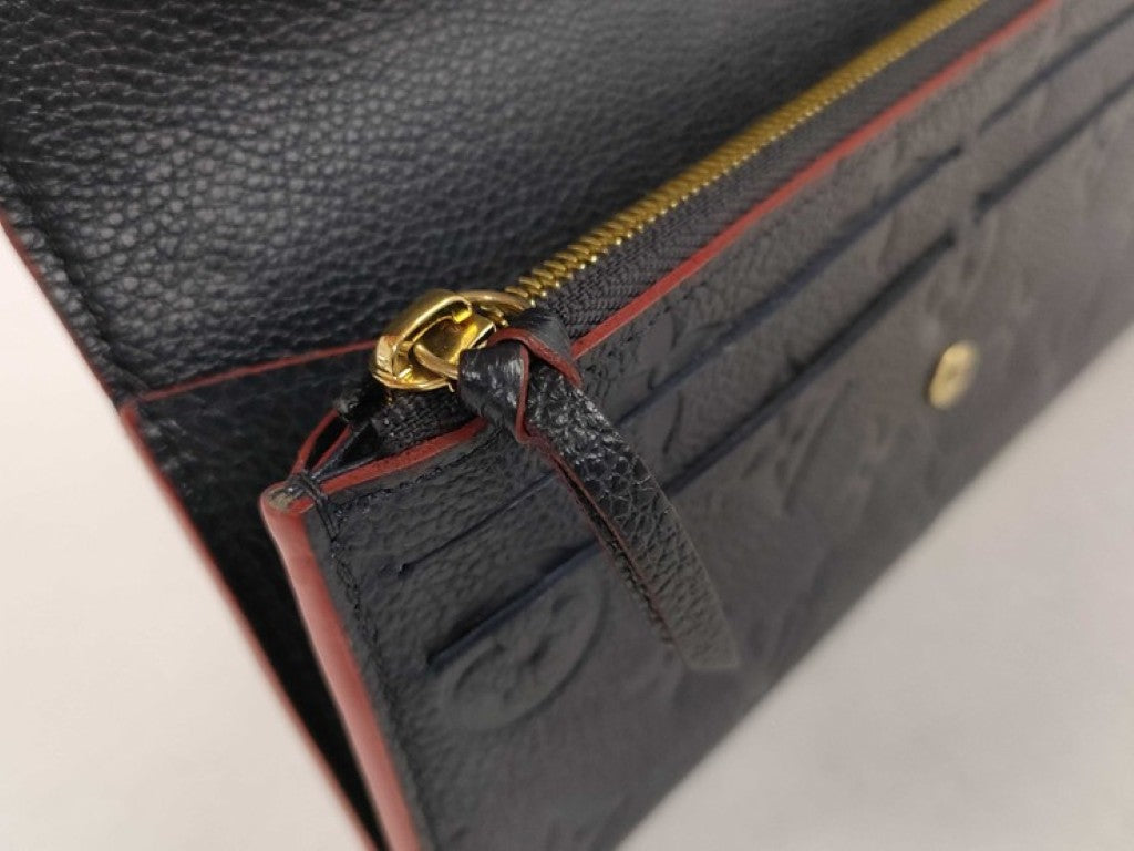 LOUIS VUITTON ルイヴィトン 長財布 ポルトフォイユ エミリー M69417 マリーヌルージュ系 モノグラムアンプラント レディース 二つ折り ゴールド金具 美品