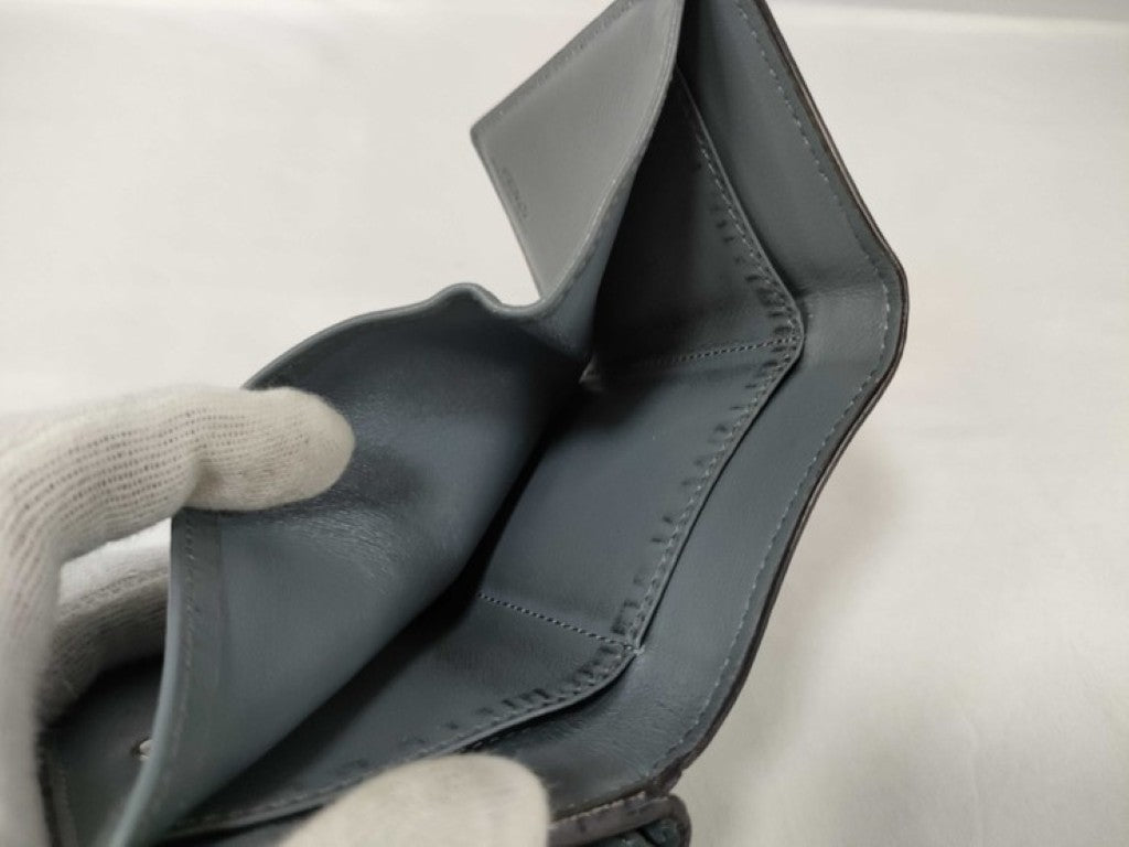 FENDI フェンディ 三つ折り財布 ピーカブー セレリア マイクロ トリフォールド ウォレット 8M0426 グレー系 レザー レディース ターンロック シルバー金具