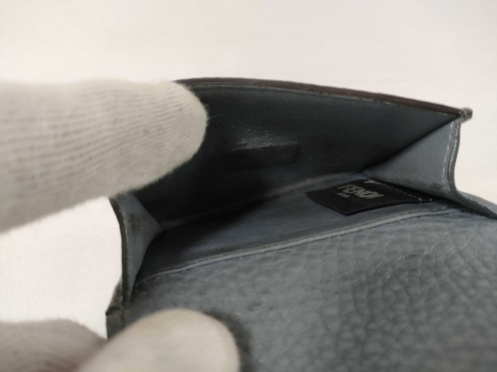 FENDI フェンディ 三つ折り財布 ピーカブー セレリア マイクロ トリフォールド ウォレット 8M0426 グレー系 レザー レディース ターンロック シルバー金具
