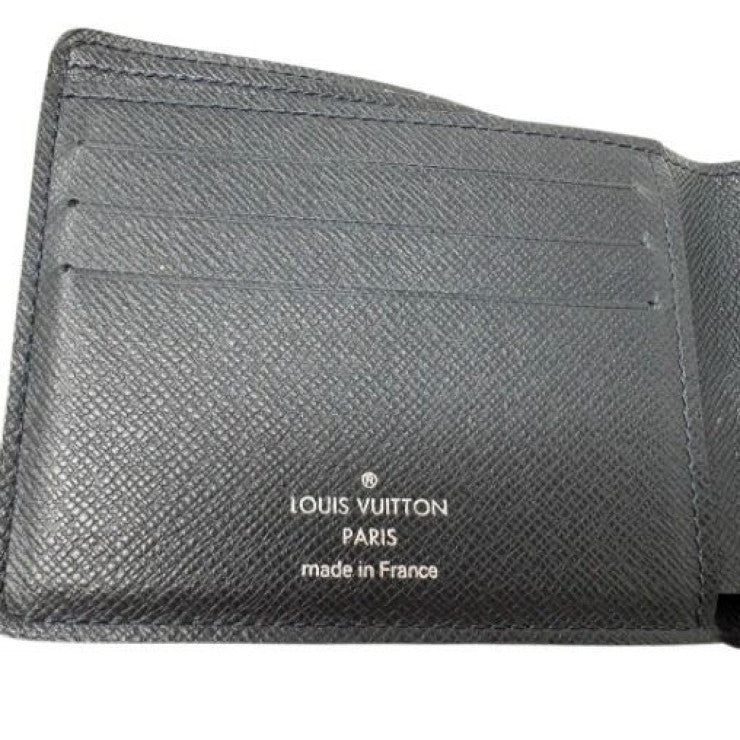 LOUIS VUITTON ルイヴィトン 二つ折り財布 ポルトフォイユ ミュルティプル M30531 ノワール系 タイガ レザー メンズ 札入れ 美品
