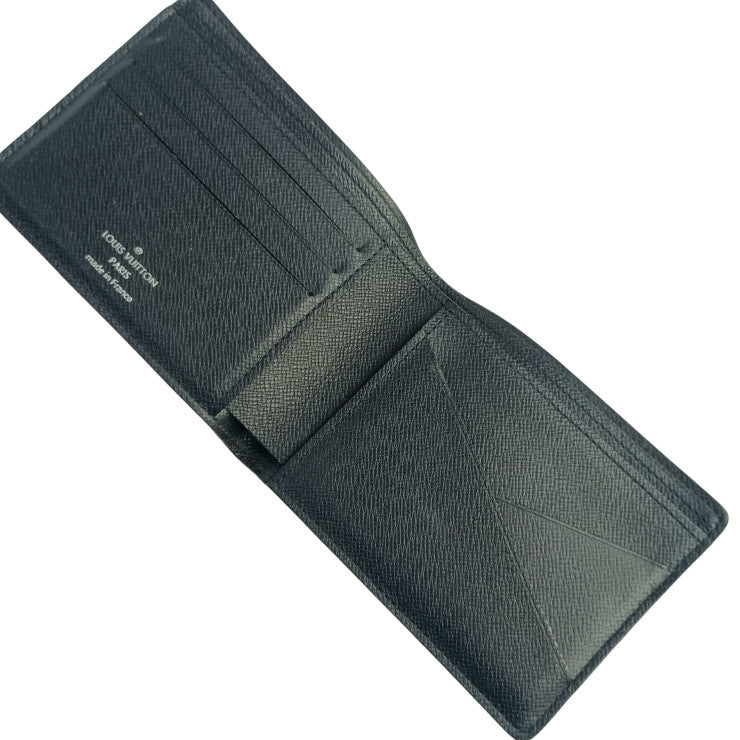 LOUIS VUITTON ルイヴィトン 二つ折り財布 ポルトフォイユ ミュルティプル M30531 ノワール系 タイガ レザー メンズ 札入れ 美品