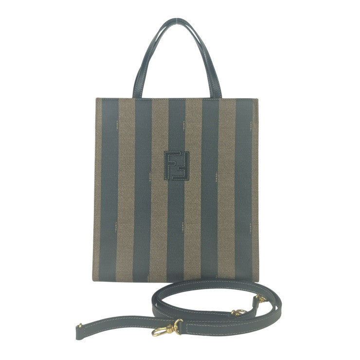 FENDI フェンディ トートバッグ ペカン 279 260020 068 ブラウン ブラック系 PVC レザー ユニセックス オールドフェンディ 2WAY リュックサック ゴールド金具 美品
