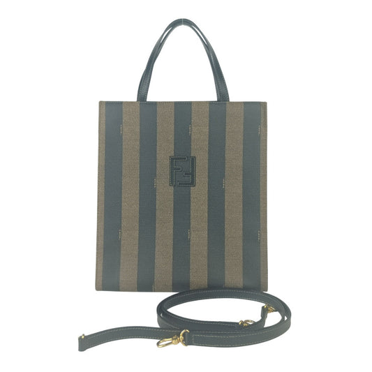 FENDI フェンディ トートバッグ ペカン 279 260020 068 ブラウン ブラック系 PVC レザー ユニセックス オールドフェンディ 2WAY リュックサック ゴールド金具 美品