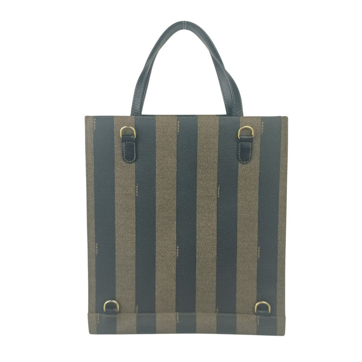 FENDI フェンディ トートバッグ ペカン 279 260020 068 ブラウン ブラック系 PVC レザー ユニセックス オールドフェンディ 2WAY リュックサック ゴールド金具 美品