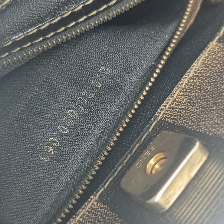 FENDI フェンディ トートバッグ ペカン 279 260020 068 ブラウン ブラック系 PVC レザー ユニセックス オールドフェンディ 2WAY リュックサック ゴールド金具 美品