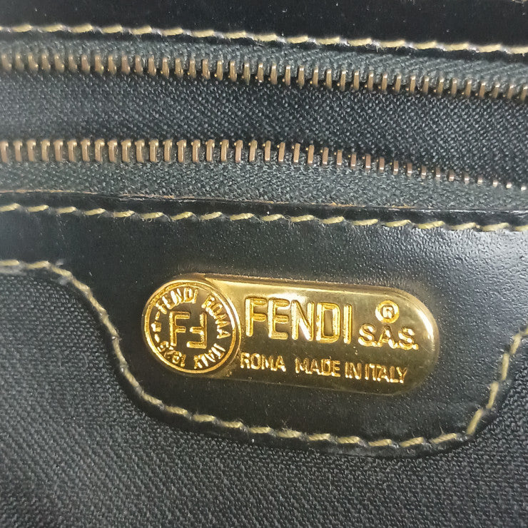 FENDI フェンディ トートバッグ ペカン 279 260020 068 ブラウン ブラック系 PVC レザー ユニセックス オールドフェンディ 2WAY リュックサック ゴールド金具 美品