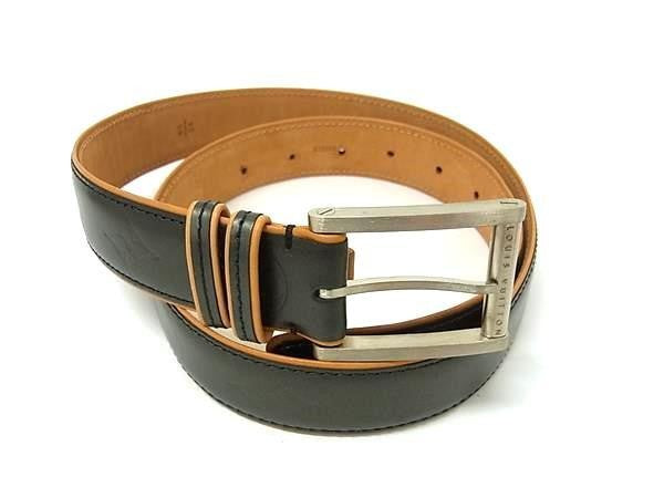 LOUIS VUITTON ルイヴィトン ベルト モノグラムマット M6858 ノワール系 レザー レディース グレー系 シルバー金具 美品