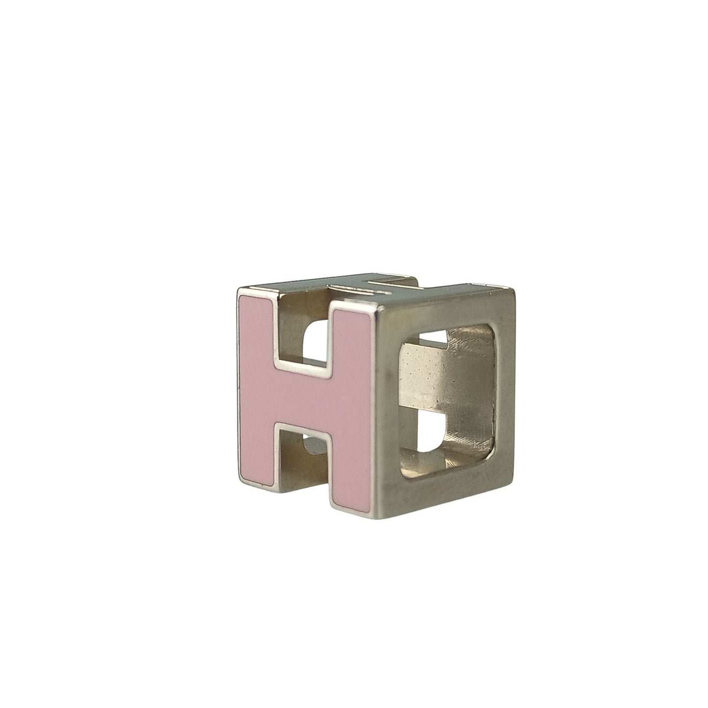 HERMES エルメス ペンダントトップ カージュドアッシュ Hキューブ シルバー系×ピンク系 メタル レディース ネックレストップ 美品