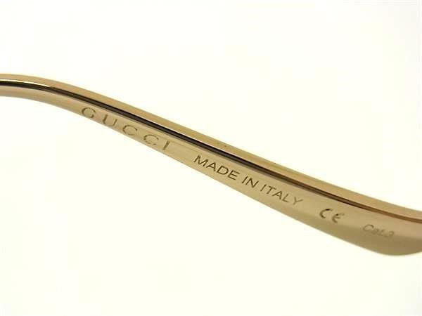 GUCCI グッチ サングラス インターロッキングG ウェブストライプ GG0225S ゴールド ネイビー レッド系 メタル レディース 美品