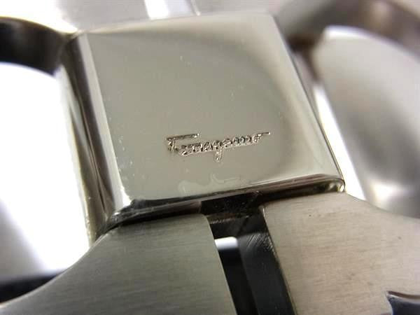 SALVATORE FERRAGAMO フェラガモ ベルト ガンチーニ ブラック系 レザー ユニセックス リバーシブル シルバー金具 超美品
