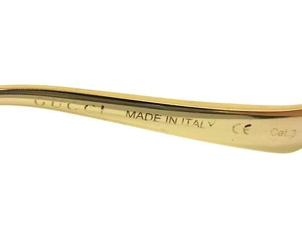 GUCCI グッチ サングラス インターロッキングG ウェブストライプ GG0225S ゴールド グリーン レッド系 メタル レディース 美品