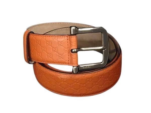 GUCCI グッチ ベルト グッチシマ 281548 オレンジ系 レザー ユニセックス ゴールド金具 美品