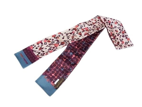 LOUIS VUITTON ルイヴィトン リボンスカーフ バンドー モノグラム マルチカラー シルク100% レディース 超美品