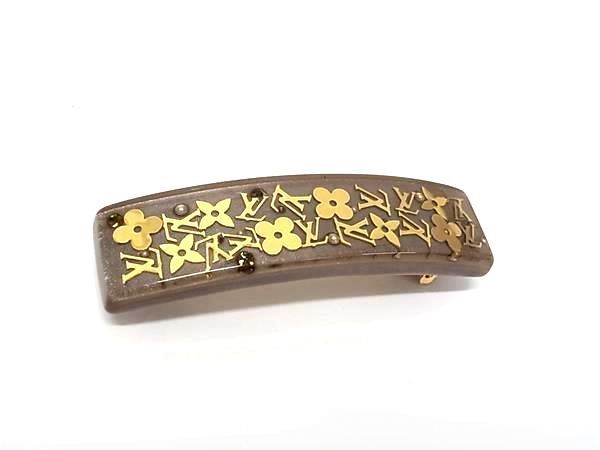LOUIS VUITTON ルイヴィトン バレッタ モノグラム アンクルージョン M65305 ブラウン系 レジン レディース 美品