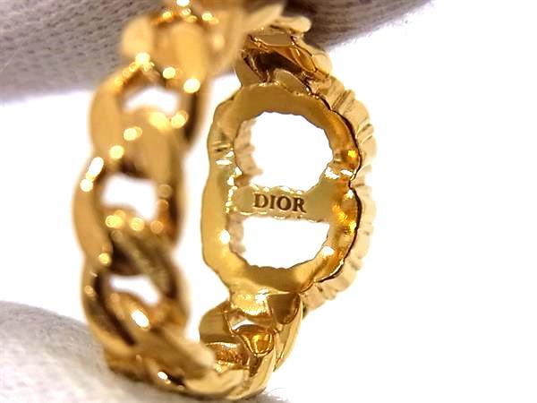 ChristianDior クリスチャンディオール リング 指輪 CDロゴ ゴールド メタル レディース ラインストーン 美品