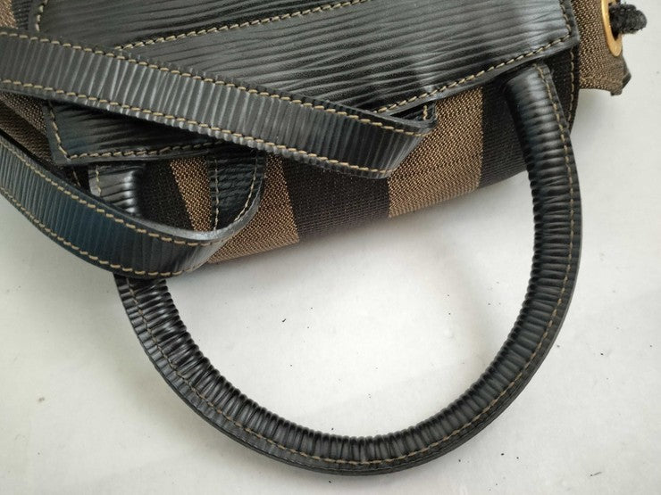 FENDI フェンディ リュックサック ペカン 26324 ブラウン レザー キャンバス レディース ゴールド金具