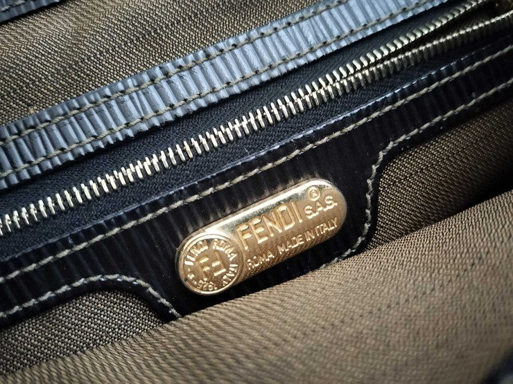 FENDI フェンディ リュックサック ペカン 26324 ブラウン レザー キャンバス レディース ゴールド金具