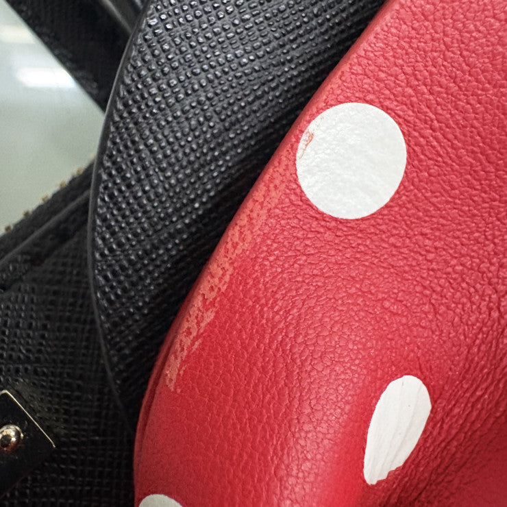 KATE SPADE ケイトスペード ハンドバッグ ディズニー コラボ ミニーマウス マイクロ サッチェル WKRU6606 ブラック系×レッド系 レザー レディース 2WAY ショルダーバッグ 超美品