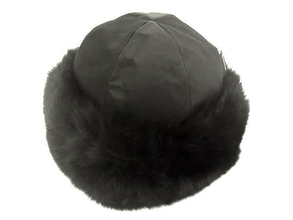 MONCLER モンクレール ハット フライトキャップ A2-093-00361-00-04992 ブラック系 ナイロン100%×フォックスファー ユニセックス 美品