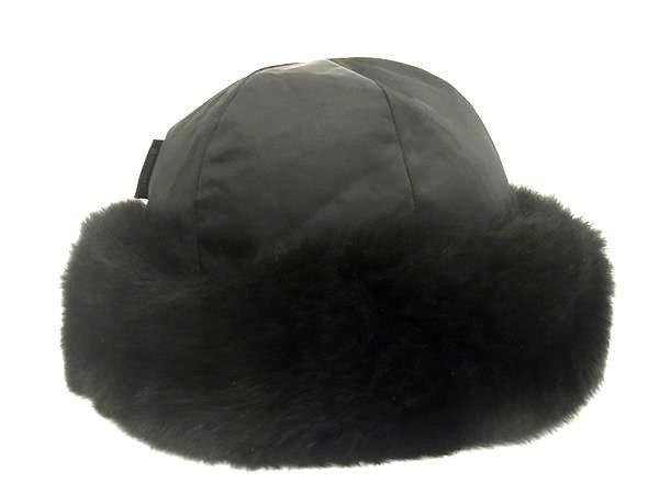 MONCLER モンクレール ハット フライトキャップ A2-093-00361-00-04992 ブラック系 ナイロン100%×フォックスファー ユニセックス 美品