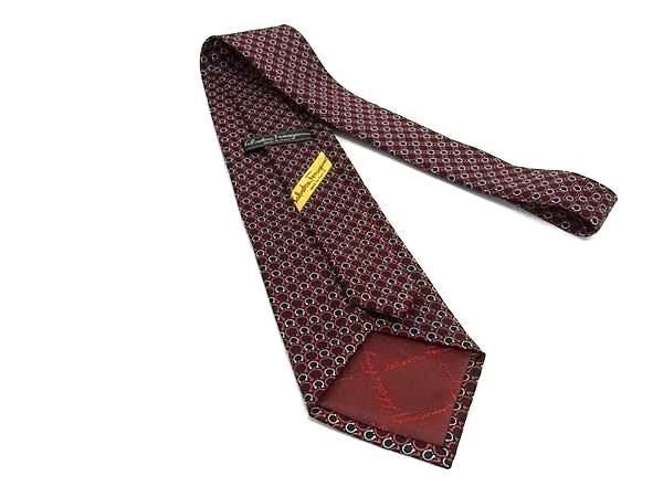SALVATORE FERRAGAMO フェラガモ ネクタイ ガンチーニ柄 ブラック系×レッド系 シルク100% メンズ 新品未使用展示品