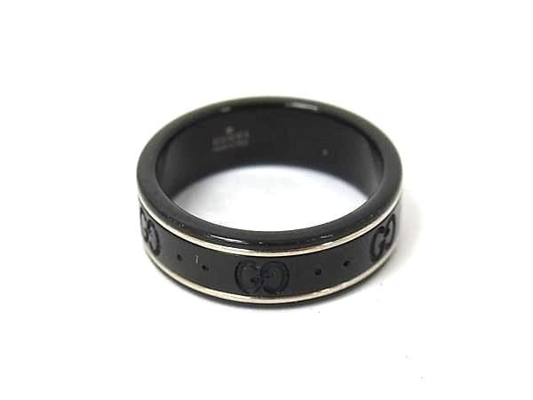 GUCCI グッチ リング アイコンリング 225985 ブラック系×シルバー系 セラミック K18WG ユニセックス GG柄 750 18K 美品