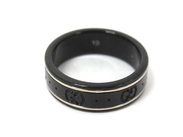 GUCCI グッチ リング アイコンリング 225985 ブラック系×シルバー系 セラミック K18WG ユニセックス GG柄 750 18K 美品