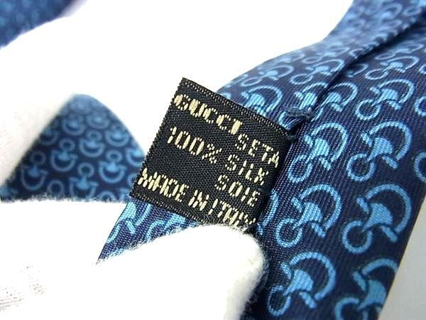 GUCCI グッチ ネクタイ オールドグッチ ブルー系 シルク100% メンズ ホースビット 新品未使用展示品