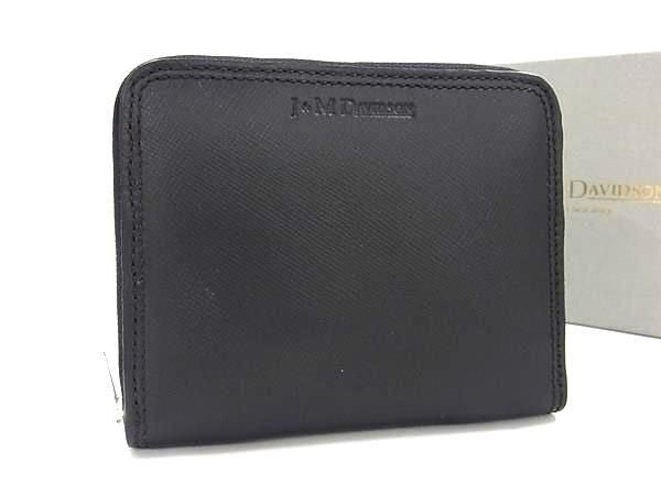 J&M DAVIDSON デヴィッドソン コインケース ブラック系 レザー ユニセックス ラウンドファスナー 超美品