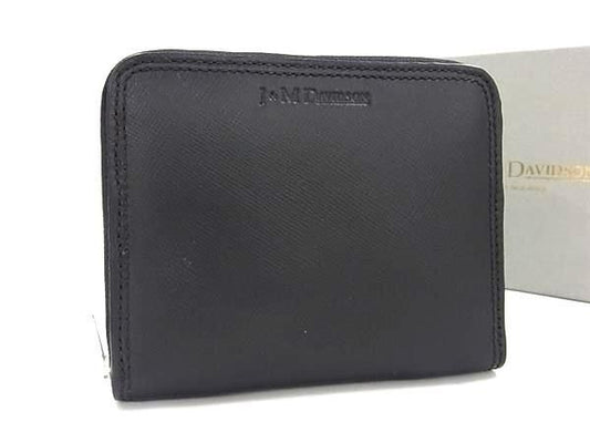 J&M DAVIDSON デヴィッドソン コインケース ブラック系 レザー ユニセックス ラウンドファスナー 超美品