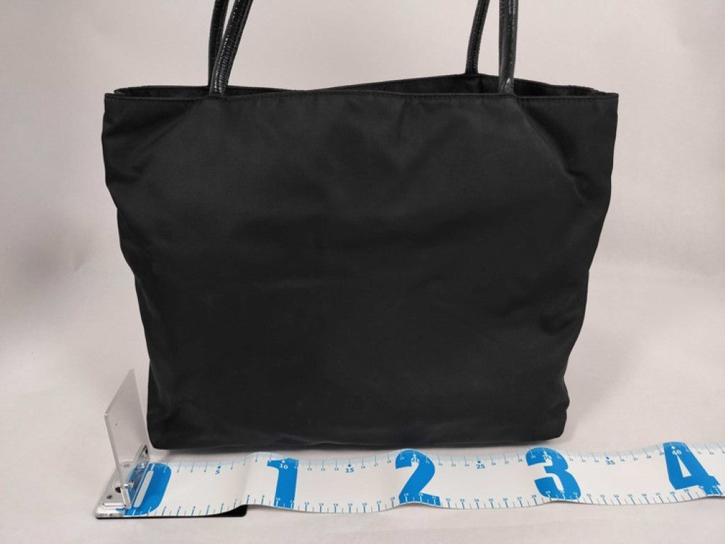PRADA プラダ トートバッグ トライアングルロゴ BR3854 ブラック系 ナイロン エナメル レディース 三角ロゴ ゴールド金具