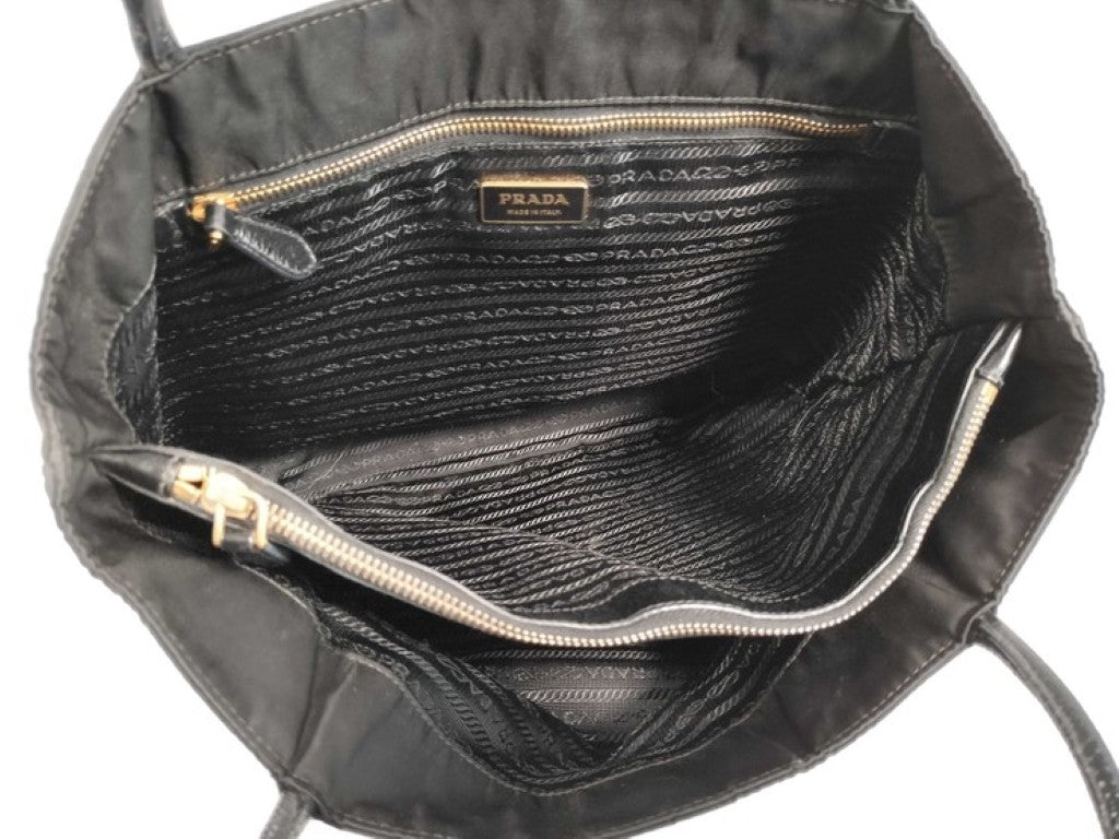 PRADA プラダ トートバッグ トライアングルロゴ BR3854 ブラック系 ナイロン エナメル レディース 三角ロゴ ゴールド金具