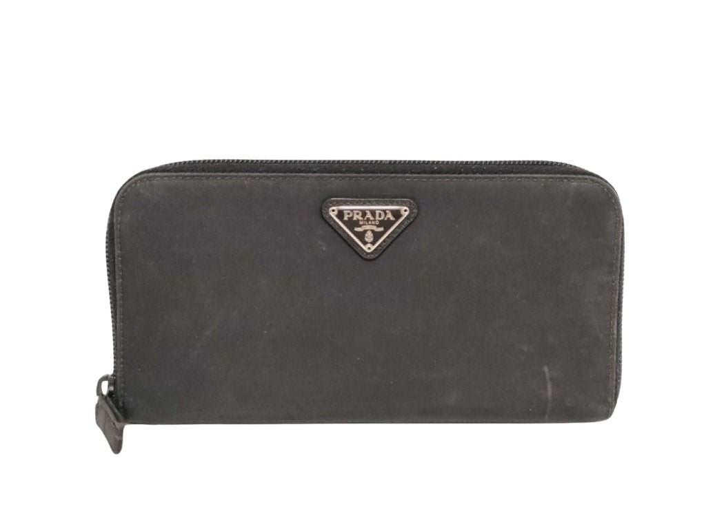 PRADA プラダ 長財布 トライアングルロゴ M506 ブラック系 ナイロン ユニセックス 三角ロゴ シルバー金具