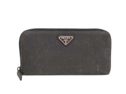 PRADA プラダ 長財布 トライアングルロゴ M506 ブラック系 ナイロン ユニセックス 三角ロゴ シルバー金具