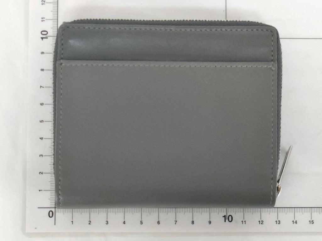 BALENCIAGA バレンシアガ 三つ折り財布 エンベロープ 753762 グレー系 レザー レディース コンパクトウォレット シルバー金具 美品